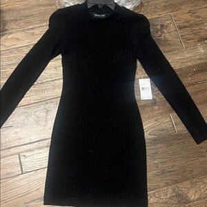 Chic Black Sparkle Long Sleeve Dress